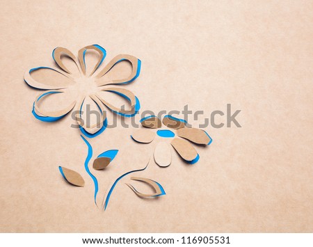 Image of abstract blue flower handmade.Eco background.