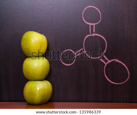 Classroom chalkboard with apples.