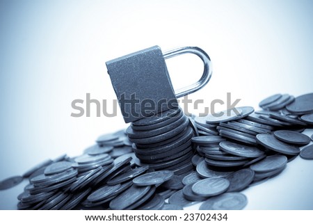 Business concept: money under the lock