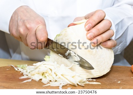 cutting up cabbage