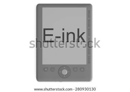 grey E- reader with empty screen isolated on white background