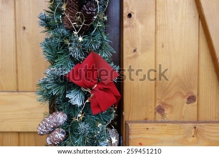 christmas market - wooden wall of a booth