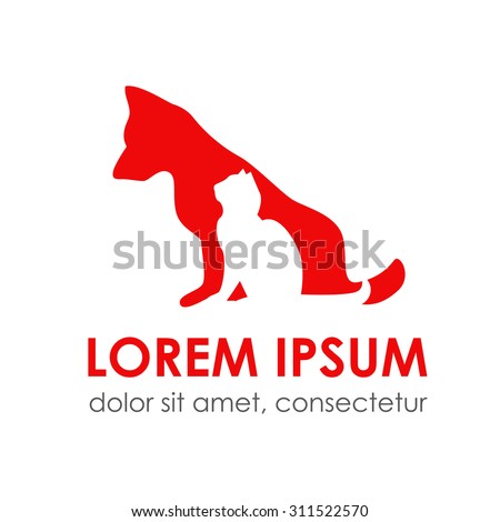 vector logo for veterinary clinic.logo for a pet shop Red silhouette of the dog silhouette of the cat on a white background logo for veterinary services vector logo for veterinary clinic.logo for a pet shop Red silhouette of the dog silhouette of the cat on a white background logo for veterinary services
