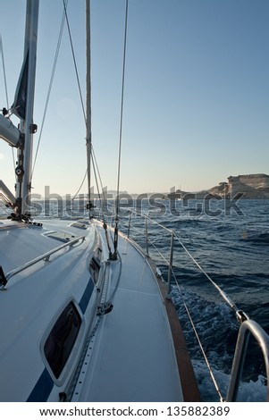 Racing yacht in the Mediterranean sea