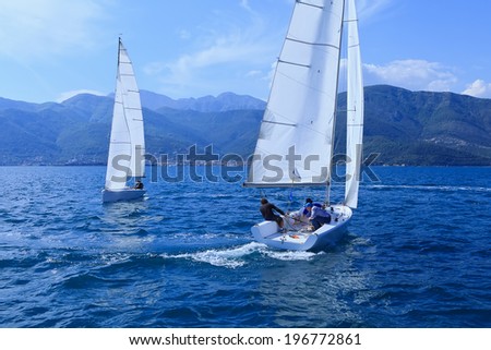 Outdoor activities. Match Racing Tour. The sailing yachts