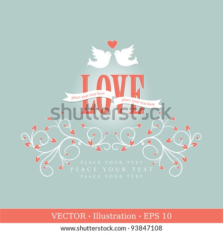 Invitation card with pigeons Wedding or Valentine`s Day Vector illustration Invitation card with pigeons Wedding or Valentine`s Day Vector illustration