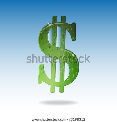blue dollar icon. Grunge Dollar icon on lue