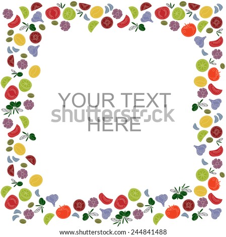 Vegetable frame on white background