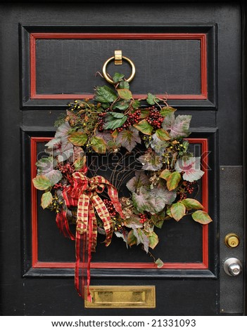 Vintage Christmas decoration on the door