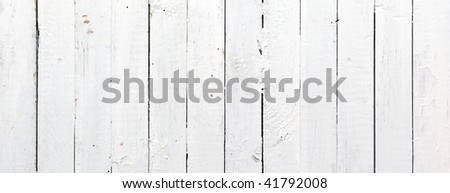 Panoramic weathered painted white wooden plank