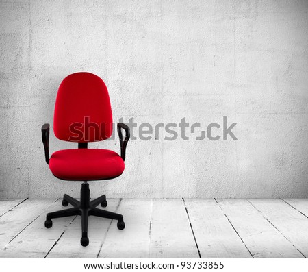 Red a chair in old white  interior