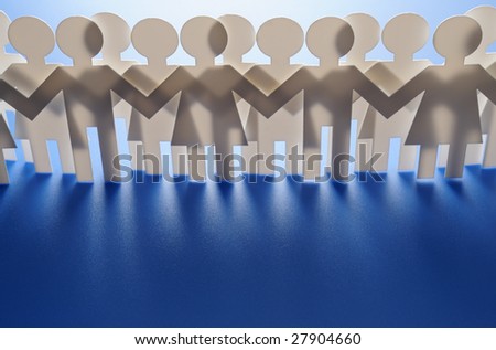 stock photo : Chain of paper cutout people