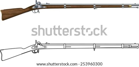 American Civil War Springfield Muzzle Loader Musket Stock Vector