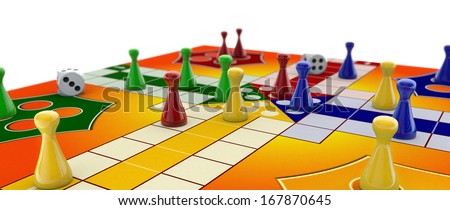 Ludo board game on white