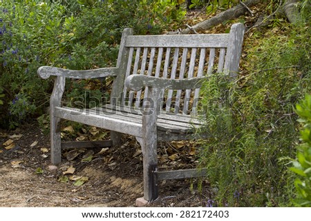 Romantic park bench in a rustic setting at a local park