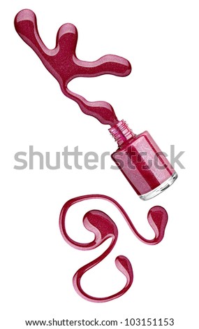 close up of nail polish drop on white background with clipping path