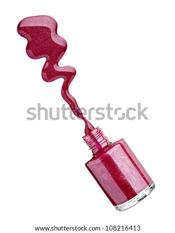 close up of nail polish drop on white background with clipping path