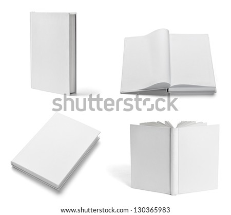 collection of various blank white books on white background each one is shot separately collection of various blank white books on white background each one is shot separately