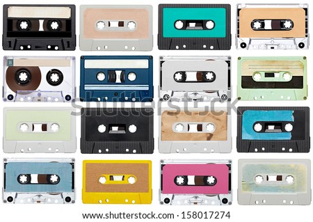 Collection Of Various Vintage Audio Tapes On White Background. Each One Is Shot Separately