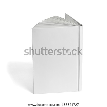 close up of a  blank white  book on white background