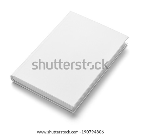 close up of a  blank white  book on white background