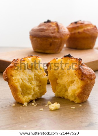 still life of assorted corn muffins cake in kitchen