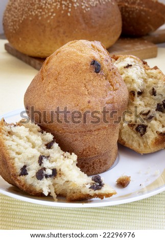 still life of chocolate muffins on white background with clipping path