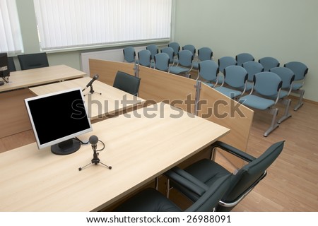 interior view of court room office conference table