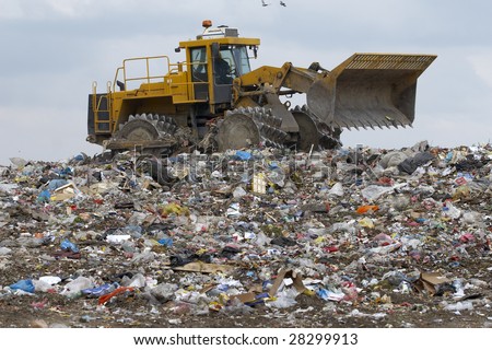 overview of refuse collection with bulldozer