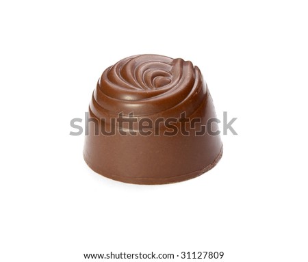 still life of chocolate praline on white background with clipping path