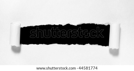 ripped white paper note on white background