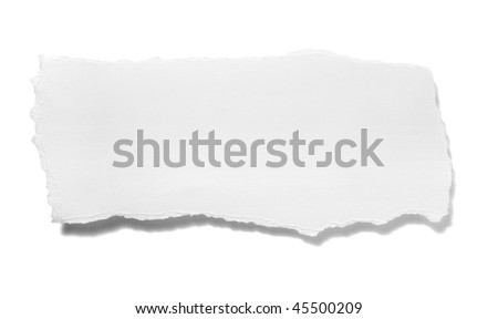 ripped white paper note on white background with clipping path