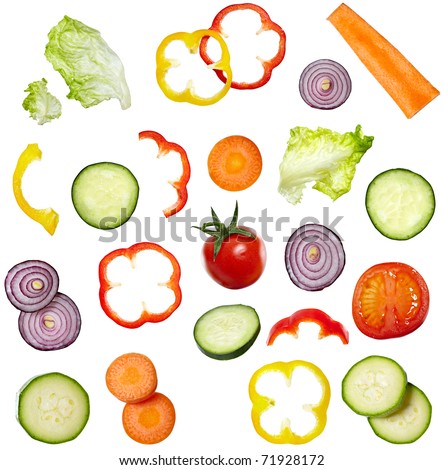 collection of vegetables on white background