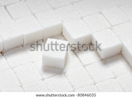 close up of sugar cubes on white background with clipping path