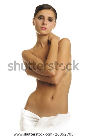 stock photo Portrait of the beautiful naked woman in towel