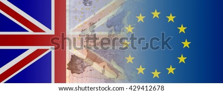 Brexit - Proposed referendum on United Kingdom membership of the European Union \
The flags of Britain and Europe have the contours of Europe to shine through.