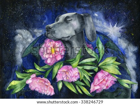 watercolor poster of dog