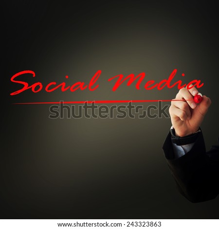 Business and advertisement concept. Close up of businessman writing \