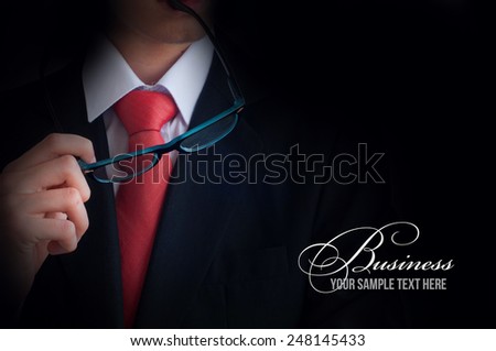 Background for visit card, businessman with black suit
