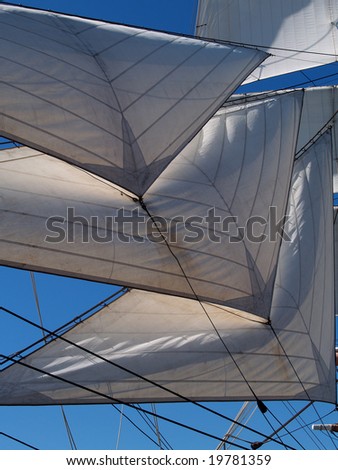 Sails on an old sailing ship