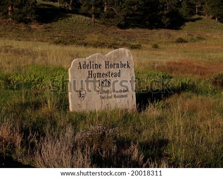 Stone sign for Adeline Hornbek homestead in Colorado