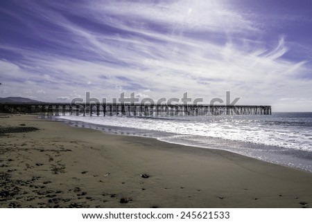 North side of the San Simeon Pier, on the California Central  Coast, near Cambria, CA.