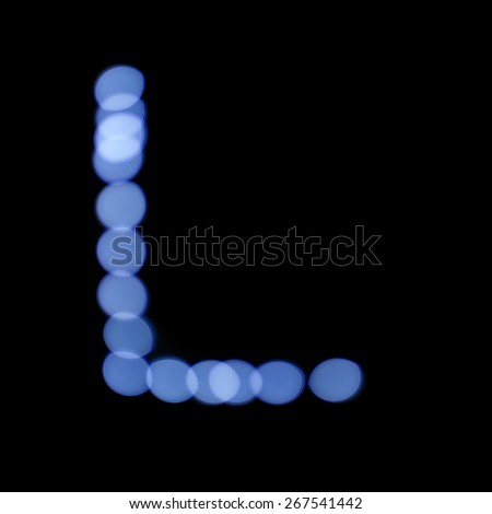 letter of Christmas lights on a dark background, the letter L, \
