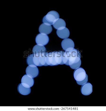 letter of Christmas lights on a dark background, the letter A, 