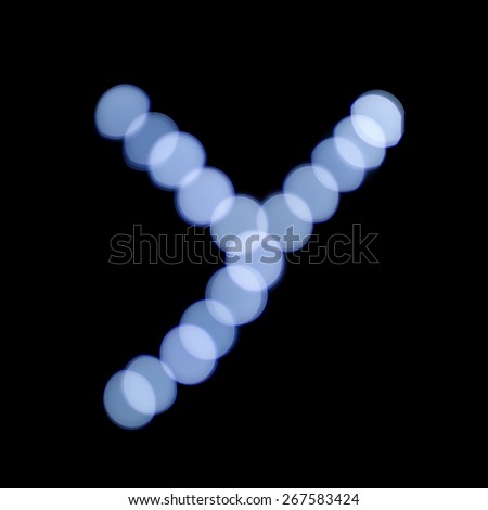 letter of Christmas lights on a dark background, the letter Y, \