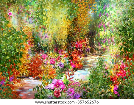 landscape\
, Abstract flowers watercolor painting. Spring multicolored flowers