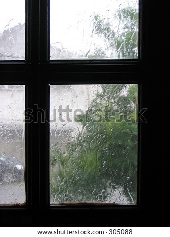 Rain Water Hitting Window Pane