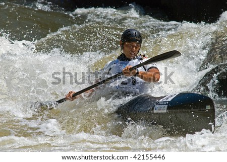 LAUNCESTON, AUSTRALIA - NOVEMBER 7: Kayaker Shinichiro Yoda of Japan participates in the ICF Wildwater World Cup November 7, 2009 in Launceston, Australia.