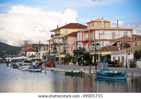 Lefkada town, View of Lefkada town in the evening (Levkas island, Ionian islands, Greece)