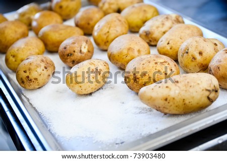 Preparing potatoes with salt